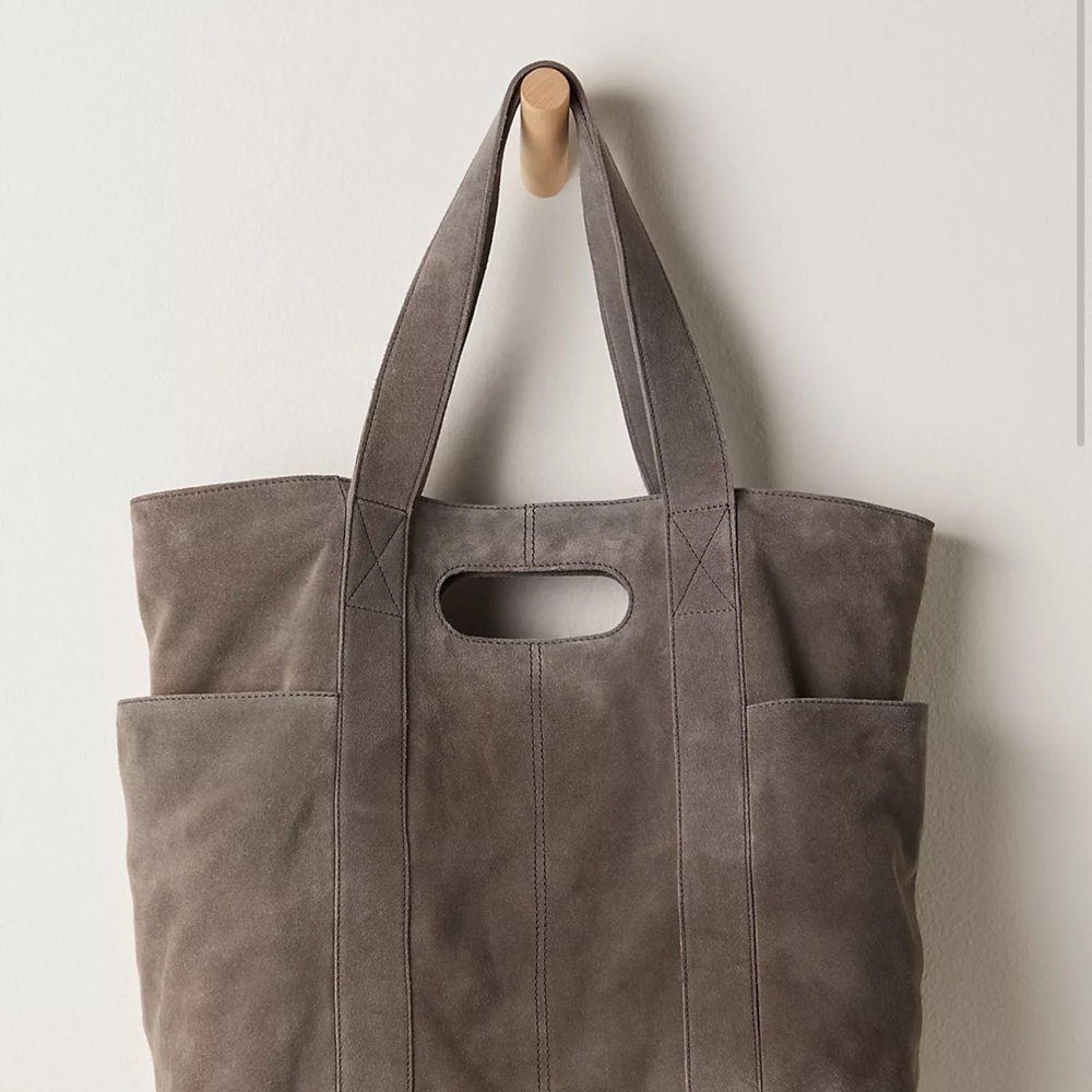 Free People Suede Caravan Charcoal Tote Bag - Picture 2 of 4